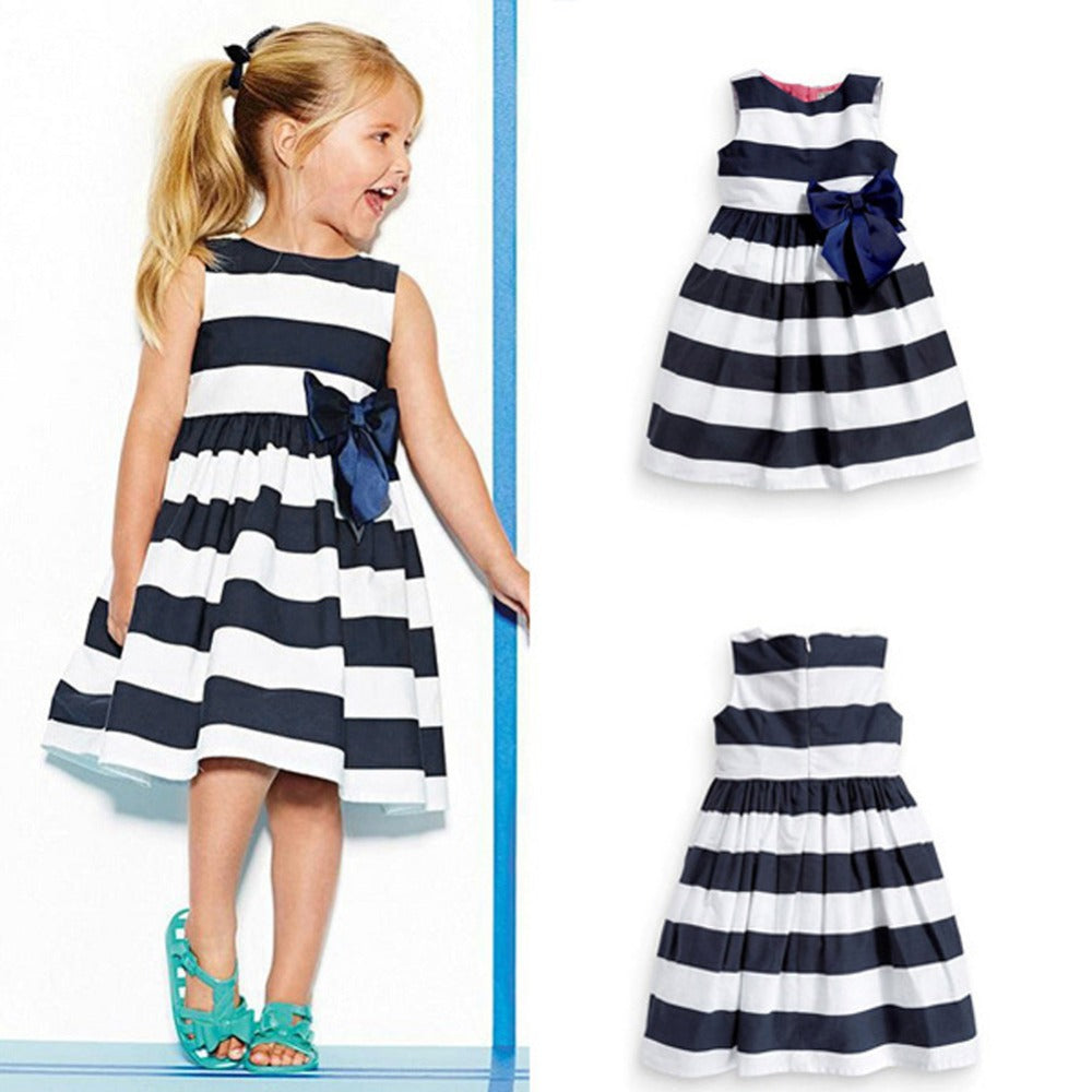 Girl's Blue Striped Dress