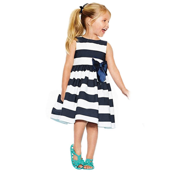 Girl's Blue Striped Dress