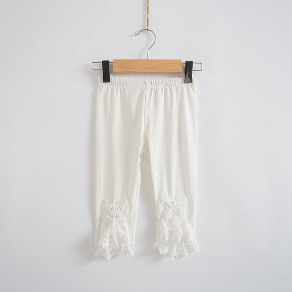 Girl's Bow Lace Leggings