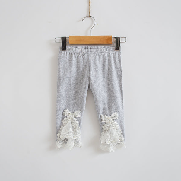 Girl's Bow Lace Leggings