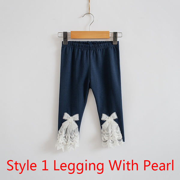 Girl's Bow Lace Leggings