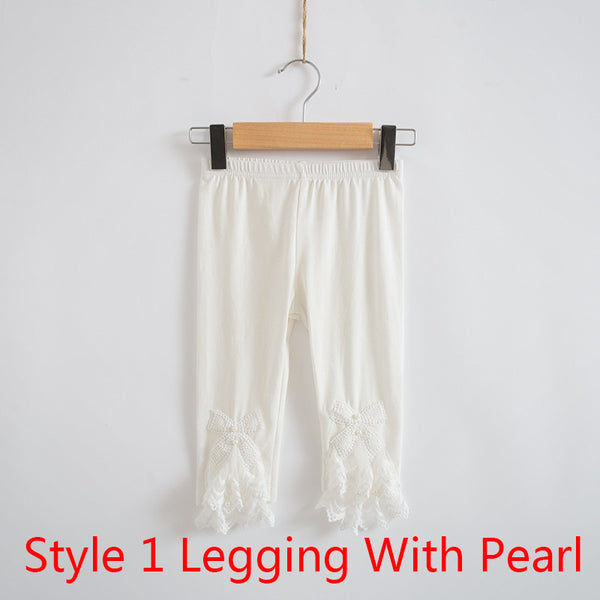 Girl's Bow Lace Leggings