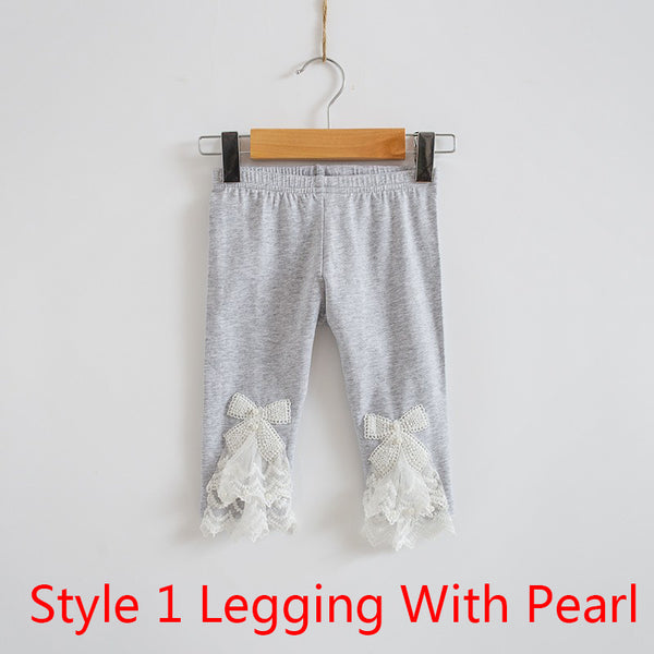Girl's Bow Lace Leggings