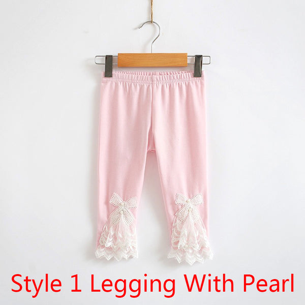 Girl's Bow Lace Leggings