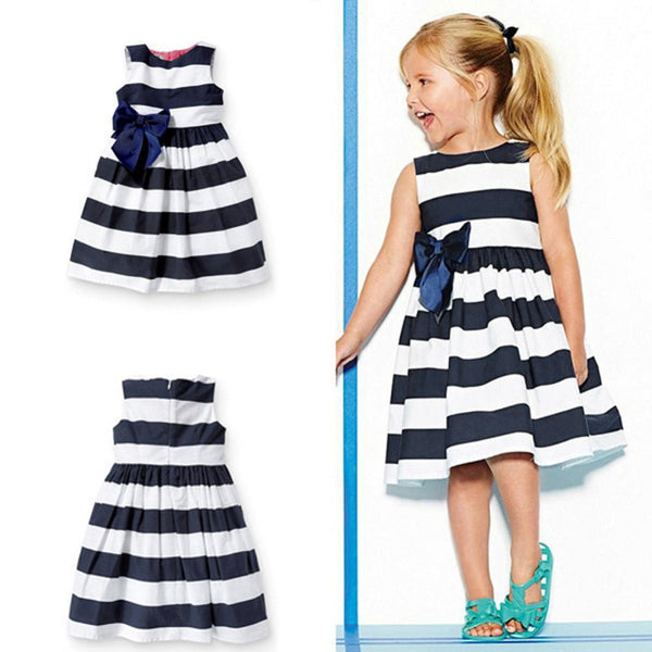 Girl's Blue Striped Dress