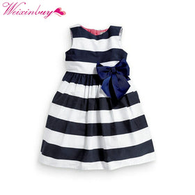 Girl's Blue Striped Dress