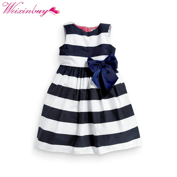 Girl's Blue Striped Dress