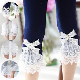 Girl's Bow Lace Leggings