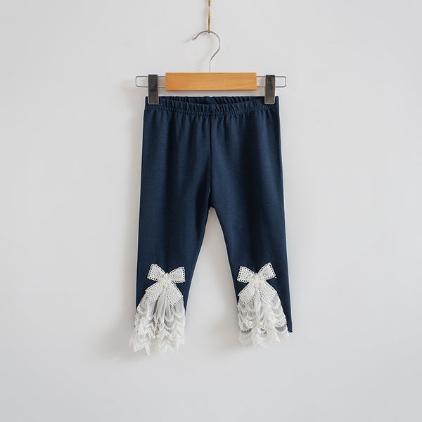 Girl's Bow Lace Leggings